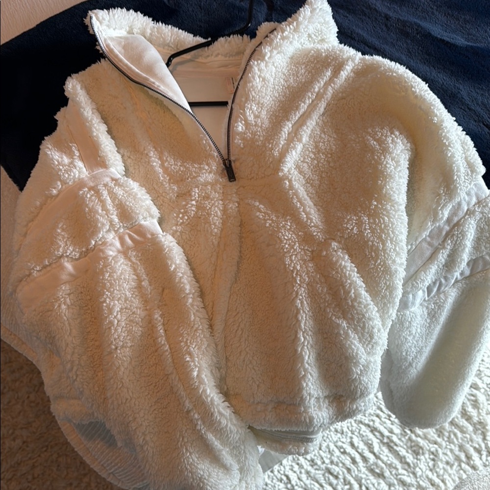 Free People Cream Fleece Jacket